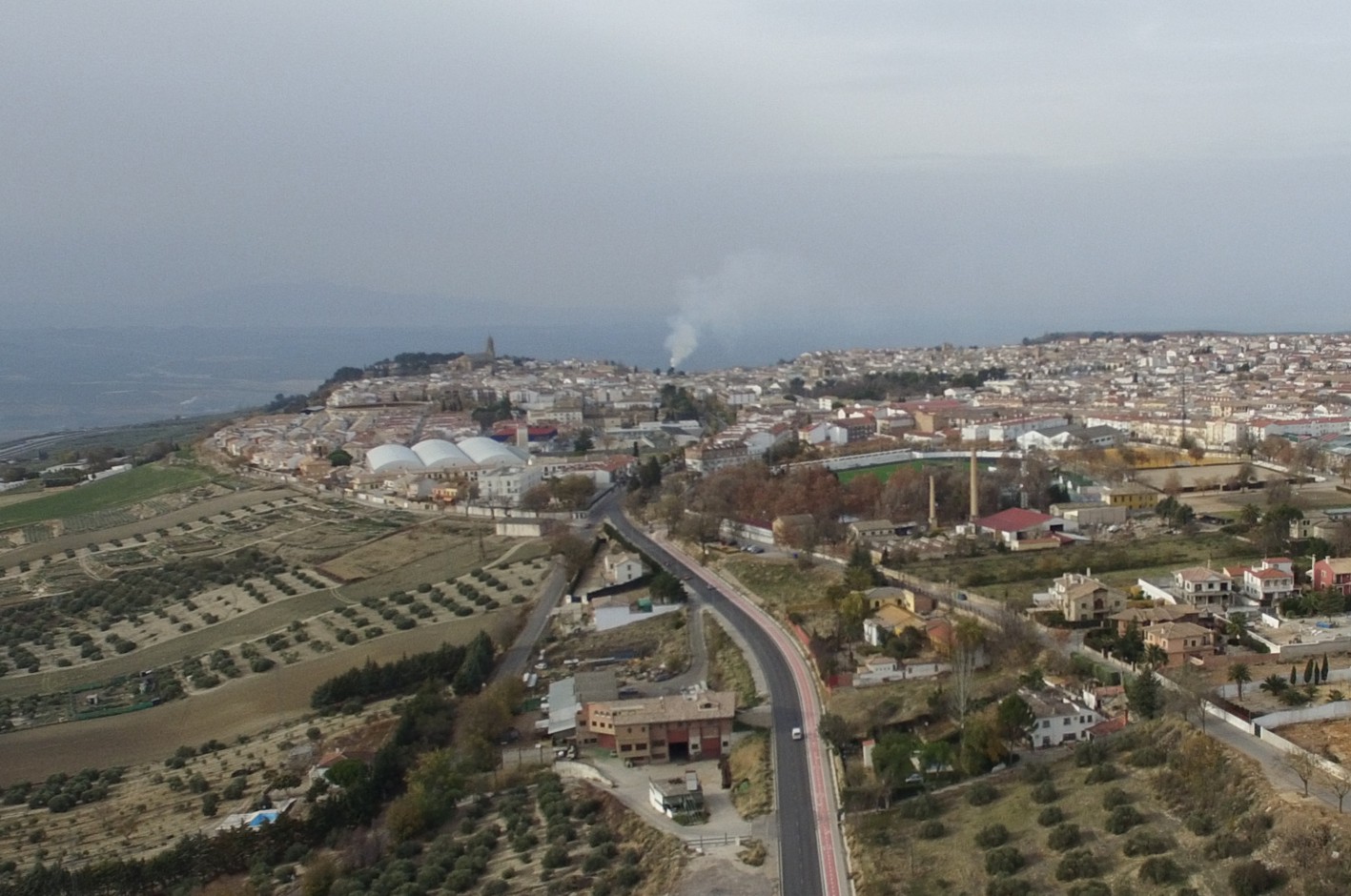 Acceso a Baeza desde la Autovía del Olivar en Jaén.